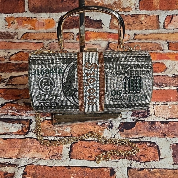 Sparkling  10,000 Dollar Design Rhinestone Crossbody Bag - Picture 7 of 7